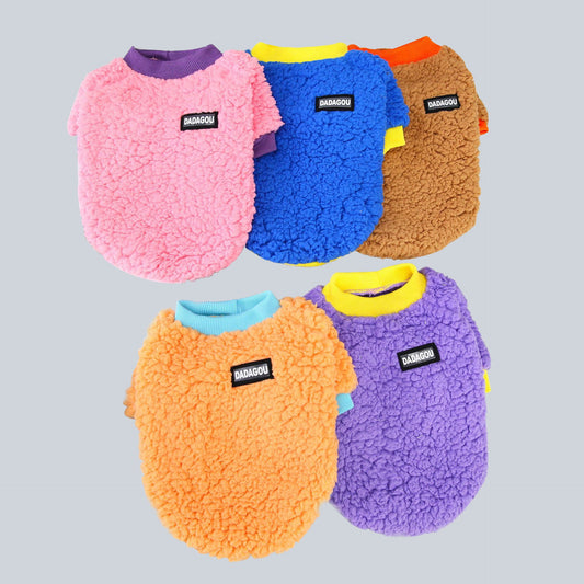 KFX-6451133 Candy-Colored Plush Padded Pet Clothing in Coral Fleece - Multiple Sizes Available