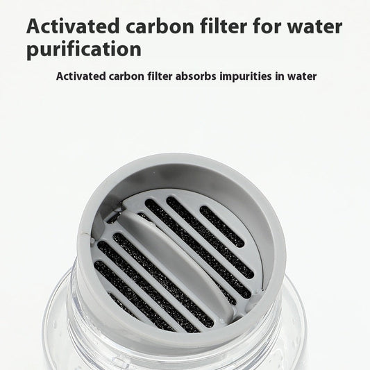KFX-6462141 Pet Portable Water Bottle with Fountain – 450ml Gray Travel Cup
