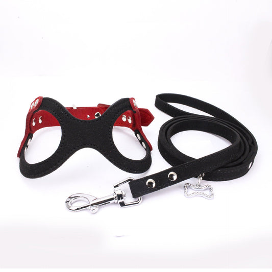 KFX-6471101 Spectacle Shaped Pet Chest Strap made of Korean Velvet with Zinc Alloy Hardware