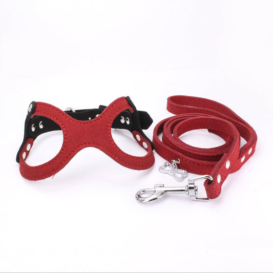 KFX-6471101 Spectacle Shaped Pet Chest Strap made of Korean Velvet with Zinc Alloy Hardware
