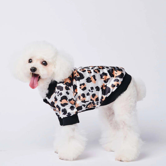 KFX-6485693 Leopard Print Cotton-Padded Dog Jacket for Autumn and Winter Warmth