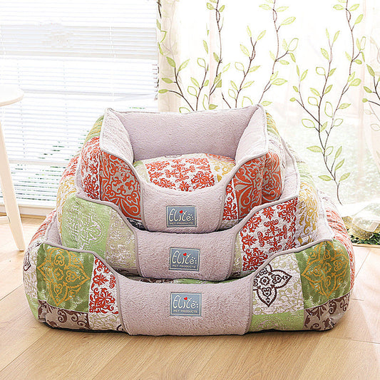 KFX-6493117 Cozy Removable Cotton Pet Nest with Detachable Dog Mat - Washable and Breathable Design
