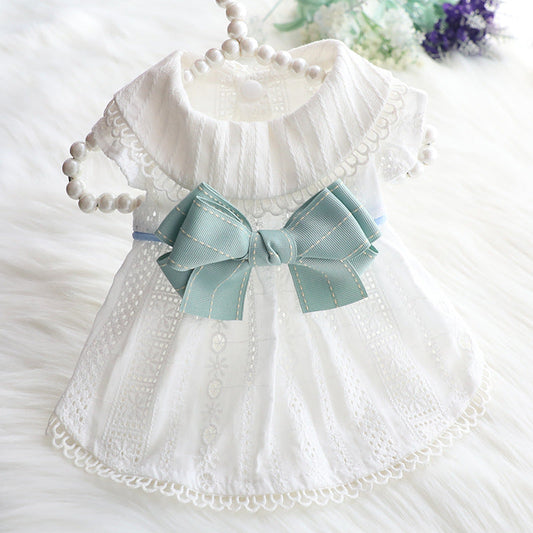 KFX-6497213 Mint Butterfly Summer Dress for Cats, Cotton Fabric, Sizes XS to XL