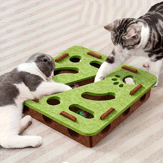 KFX-6505405 Interactive Cat Puzzle Toy with Maze and Bell Ball for Indoor Mental Stimulation and Exercise