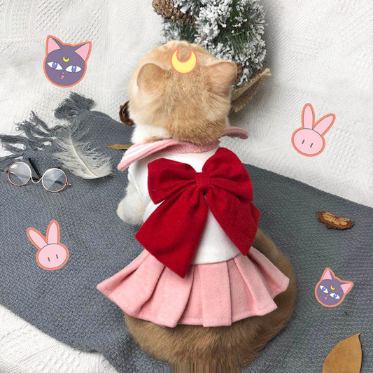 KFX-6516669 Stylish Spring and Summer Cat Clothes in Blue and Pink