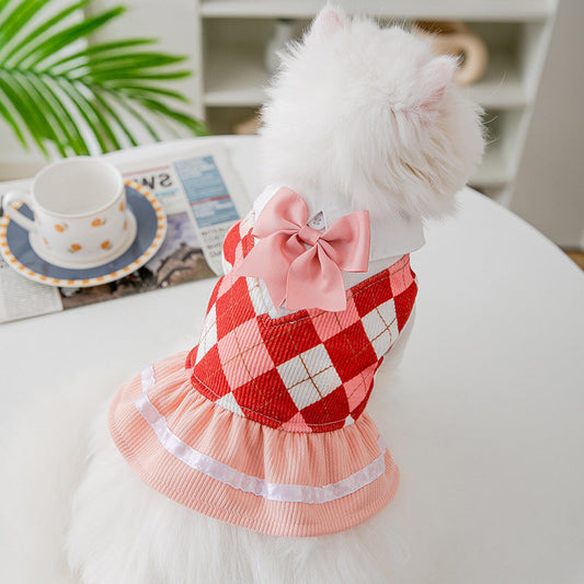 KFX-6524221 Fashionable Two-Pod Pet Skirts in Red and Blue Checkered Patterns for Small to Extra-Large Dogs