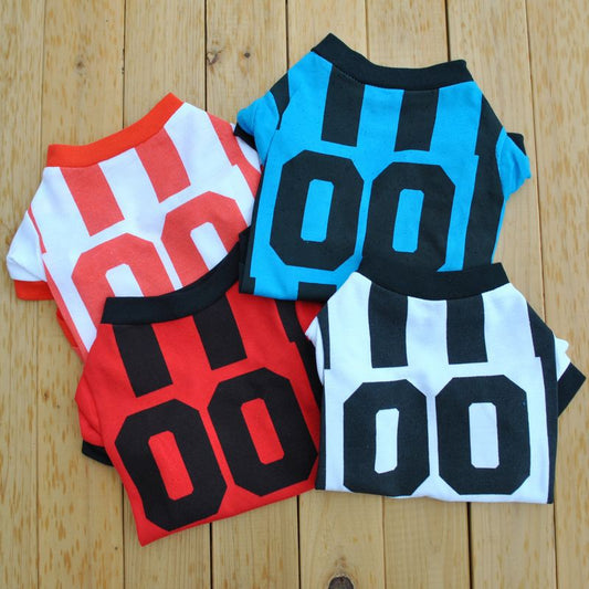 KFX-6529981 Classic Striped Jersey for Pets – Blue and Black, Black and Red, Black and White – XS to L Sizes