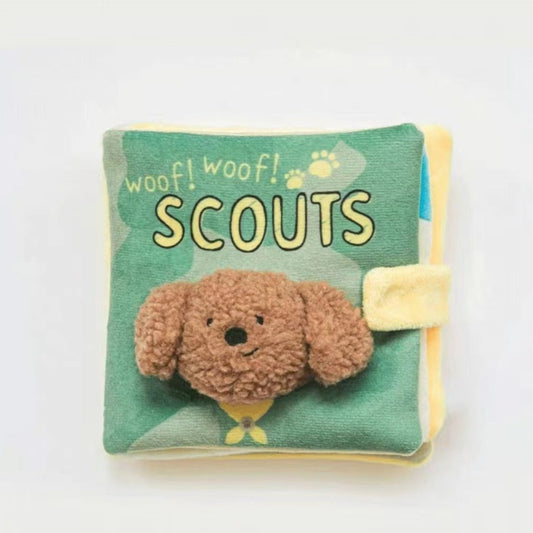 KFX-6532413 Plush Green Cloth Book Toy for Dogs with Sound and Smell Features