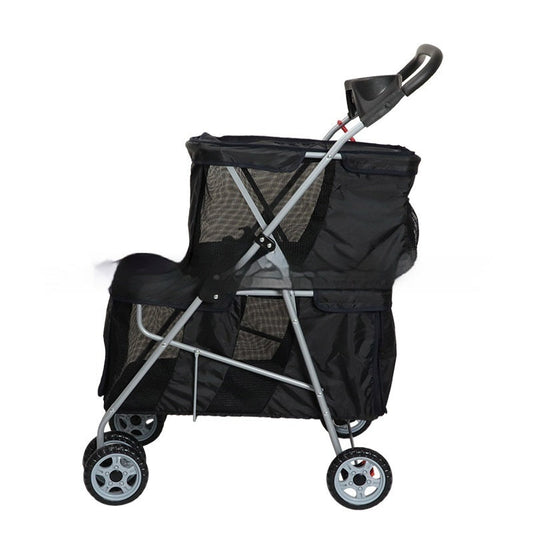 KFX-6547901 Compact Lightweight Folding Pet Stroller in Black and Pink