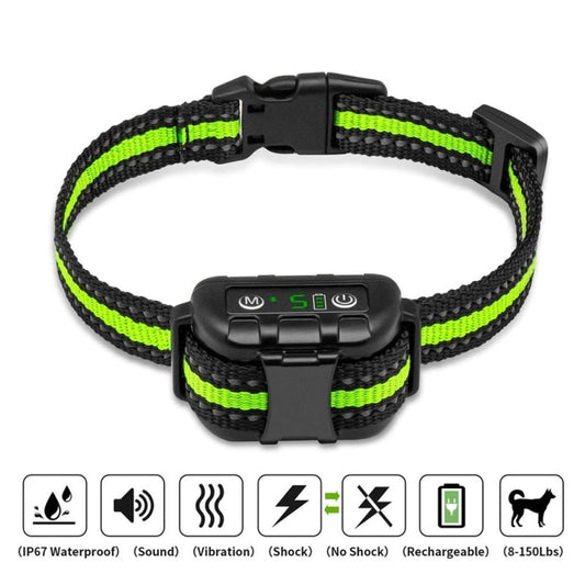 KFX-6550845 Waterproof Bark Control Collar with Vibration and Static Shock Modes, Adjustable 3.7-21.5in, Fits Dogs 6-150 lbs