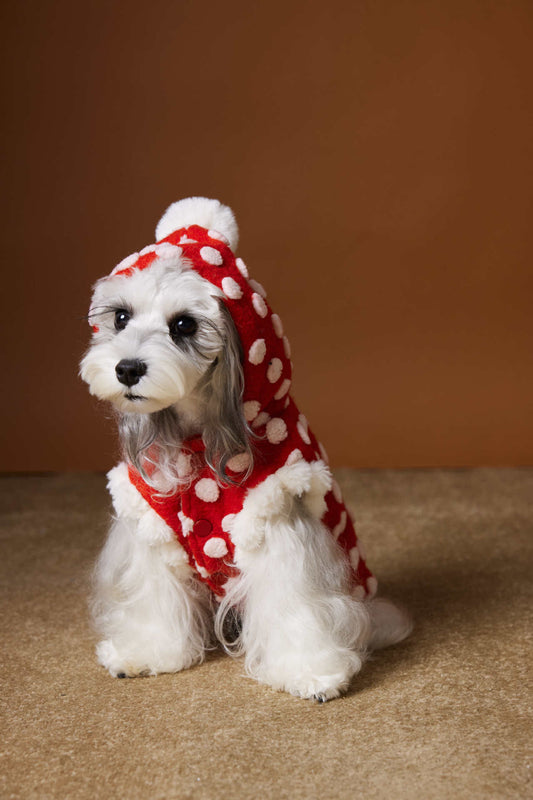 KFX-6554429 Red Polka Dot Sleeveless Hooded Vest Coat for Pets