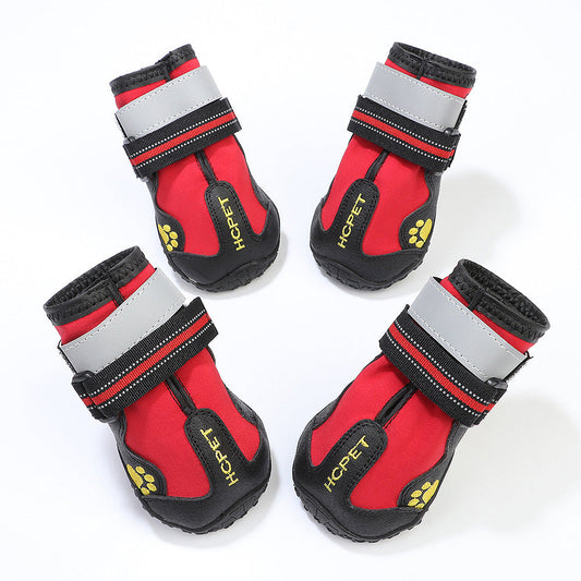 KFX-6561213 Waterproof Dog Shoes for Pets – Durable Cloth Material, Available in Black and Red, Sizes 2 to 8