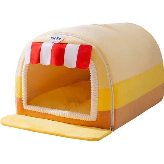 KFX-6564413 Stylish Painted Pet Bed for Large Dogs - Available in Rock Yellow, Lucky Green, and Coffee Brown