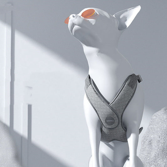 KFX-6569405 Elegant Silver and Vitality Orange Nylon Pet Walking Dog Strap Vest with Traction Rope