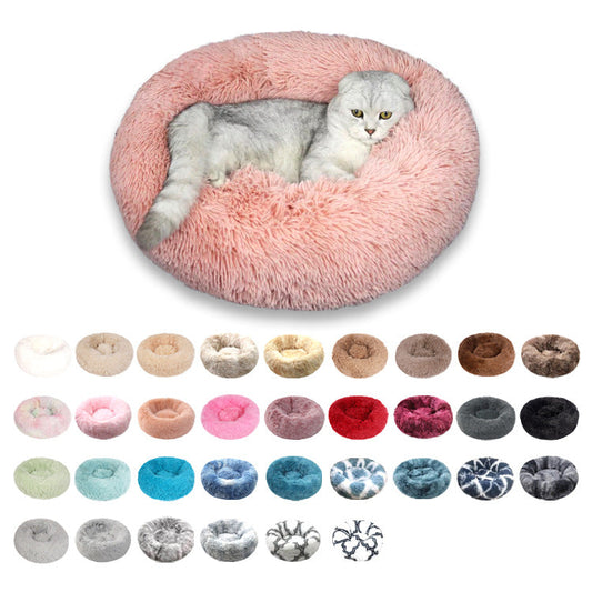 KFX-6579901 Cozy Plush Round Deep Sleep Cat Nest for Autumn & Winter - Multiple Colors & Sizes Available