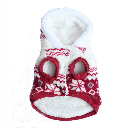 KFX-6580285 Two-Tone Snowflake Dog Coat - Casual Cotton Design, Sizes 8-16