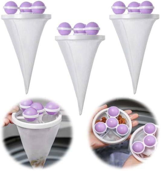 KFX-6583101 Pet Lint Remover - Reusable Floating Hair Filter Mesh Bag for Washing Machine - 3 Pack Hair Catcher for Dog and Cat Fur