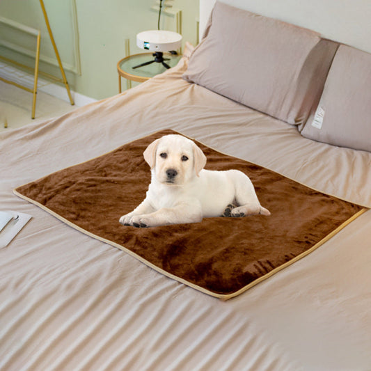 KFX-6588221 Fluffy Waterproof Pet Blanket for Dogs and Cats - Soft Flannel and Lamb Velvet, Washable in Gray, Navy Blue, or Camel Coffee