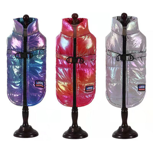 KFX-6589757 Universal Rainbow Gradient Dog Vest Costume in Silver, Rose, Blue - Polyester Material for Small and Medium Sizes