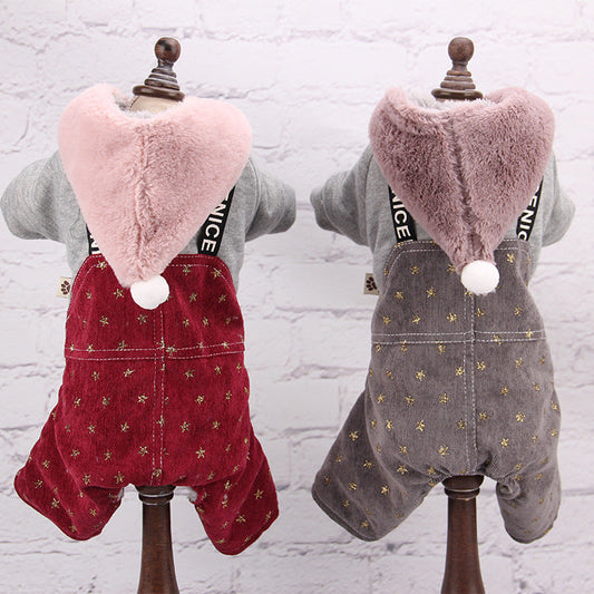 KFX-6592445 Hooded Sweatshirt for Dogs – Cozy Polyester Pet Outerwear in Wine Red & Smoke Gray