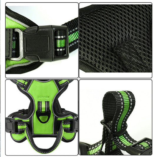 KFX-6596413 Reflective Breathable Dog Vest with Chest Strap and Hand-Holding Rope - Multiple Colors Available