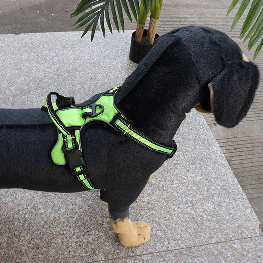 KFX-6596413 Reflective Breathable Dog Vest with Chest Strap and Hand-Holding Rope - Multiple Colors Available