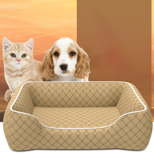 KFX-6597181 Waterproof Kennel for Small Pets, Bite and Scratch Resistant, All-Season Universal Bed, Easy-Clean Removable Cover, Corgi Stuffed Animal Design
