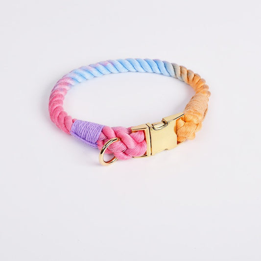 KFX-6608445 Woven Gradient Color Cotton Dog Collar for Pets in Various Vibrant Shades