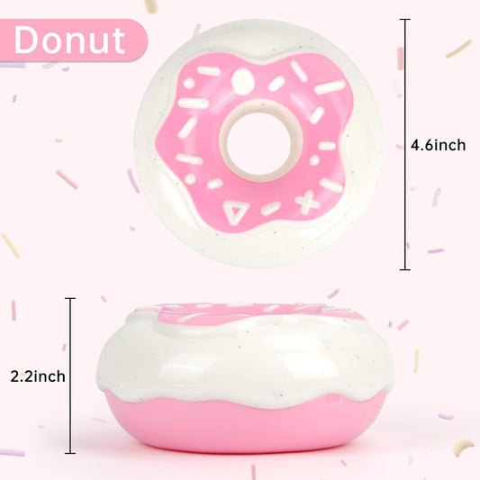 KFX-6610109 Durable Chewy Donut Dog Toy for Teeth Grinding, Interactive Play, and Squeaky Fun for All Breeds