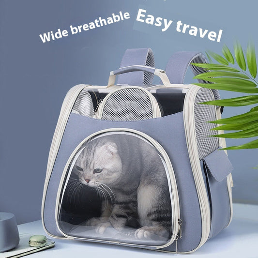 KFX-6610877 Portable Foldable Pet Carrier Bag - Medium Capacity, Soft PU PVC, Available in Blue, Pink, Green, Gray, White