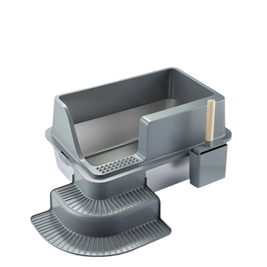 KFX-661203 Stainless Steel Cat Litter Box with 20L Capacity and Anti-Splash Design