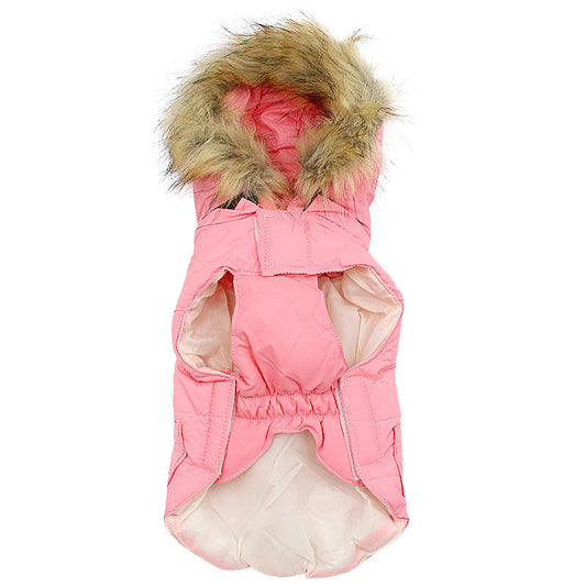 KFX-6614973 Winter Detachable Hooded Dog Clothes with Fur Collar in Various Colors