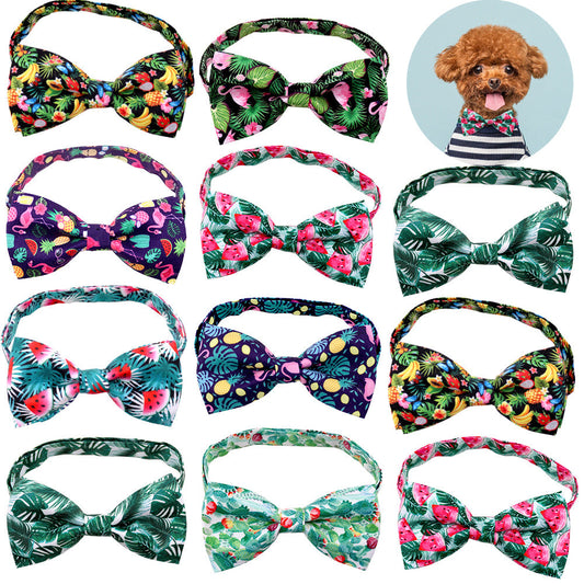 KFX-6616637 Tropical Fruit-Themed Bow Tie for Dogs and Cats - Cactus, Pineapple, Lemon Patterns