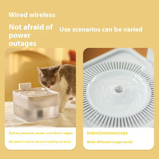 KFX-6620221 Translucent White 2.5L Wireless Induction Pet Water Dispenser for Cats
