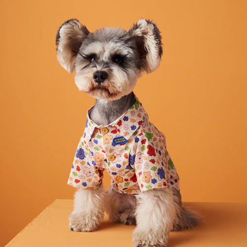 KFX-6621757 Floral Polka Dot Casual Shirt Dress for Puppies – Cotton Material, XS to XXL Sizes