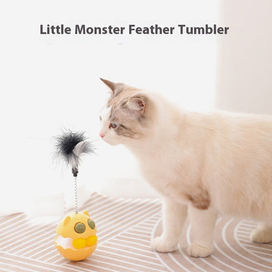 KFX-6624957 Interactive Cat Feather Toy with Roller Track and Catmint for Fun and Engagement