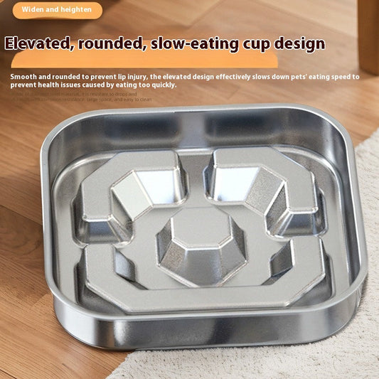 KFX-6631869 Square Stainless Steel Slow Feeding Bowl for Pets