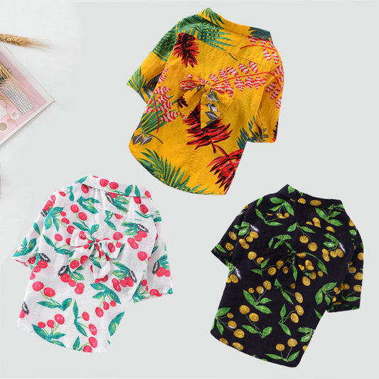 KFX-6634045 Casual Cotton Dog Shirt in Black, White, and Yellow - Various Sizes Available