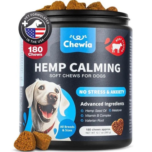 KFX-6647229 Calming Chews for Dogs with Hemp Seed Oil, Chamomile, and Valerian Root for Anxiety Relief