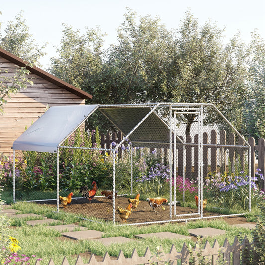 KFX-6650813 Large Chicken Coop Run with Waterproof Roof and UV Protection for Poultry