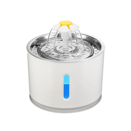 KFX-6652989 Stainless Steel 2.4L Pet Water Dispenser for Cats and Dogs with USB Charging