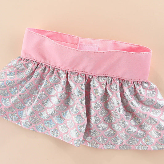 KFX-6654525 Pet Beach Bikini Set in Pink and Purple - Polyester Skirt for Dogs in Multiple Sizes