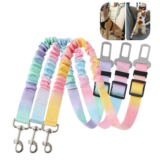 KFX-6662461 Elastic Hand Holding Rope for Pets - Colorful Gradient Design, 60-80cm Length, Comfortable Polyester Material