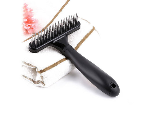 KFX-6670013 Pet Open Knot Comb for Dogs - Stainless Steel Grooming Brush to Remove Knots and Tangles, 16x12cm