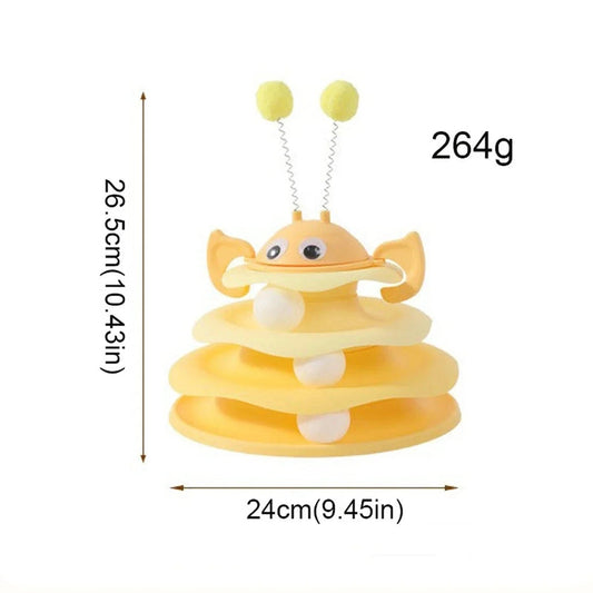 KFX-6679229 Interactive Cat Toy Tower with Rotating Bees and 3-Layer Trackballs for Kittens and Adult Cats