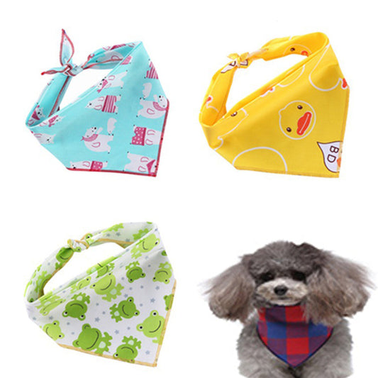 KFX-6684093 Adjustable Cotton Dog Bandana for Small to Large Pets - Triangle Scarf, Checkered Pattern
