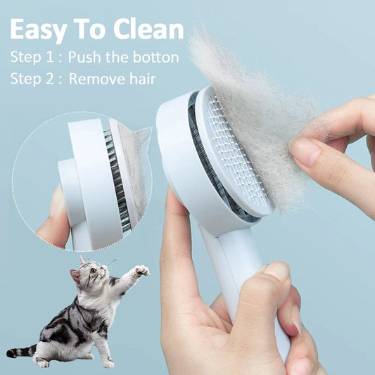 KFX-6697021 Self-Cleaning Pet Comb for Dogs and Cats - Durable Grooming Tool with Massage Function