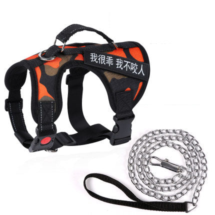 KFX-6700477 Durable Nylon Dog Chest Harness Vest with Traction Rope - Available in Multiple Colors and Sizes XS-XL