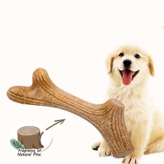 KFX-6702013 Natural Pine Wood Antler Molar Stick for Small and Medium Dogs - Dental Care Toy