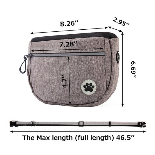 KFX-6703421 Dog Training Snack Bag for Walks - Versatile Oxford Material, Medium to Soft, 21x7.5x17cm